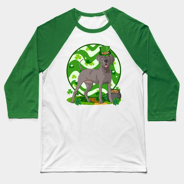 Great Dane Dog St Patricks Day Leprechaun Baseball T-Shirt by Noseking